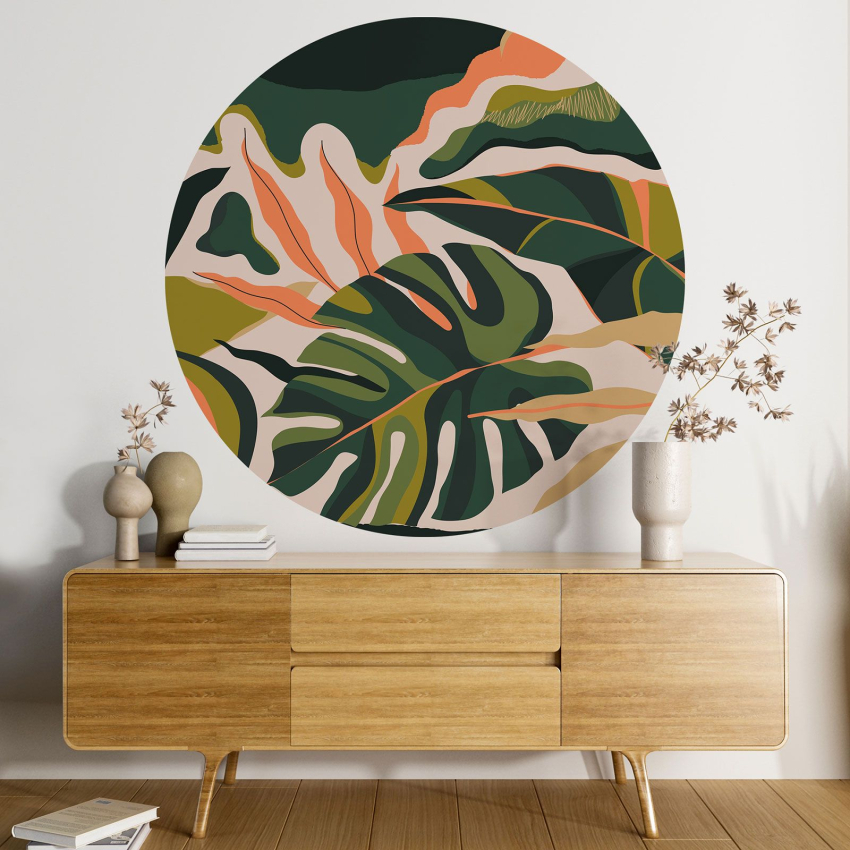 Papier peint rond / cercle - Motif botanique