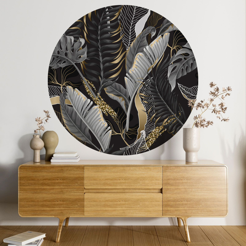 Papier peint rond / cercle - Motif botanique
