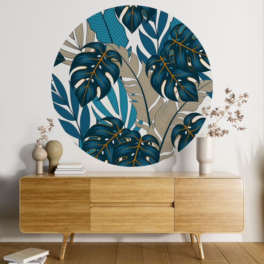 Papier peint rond / cercle - Motif botanique