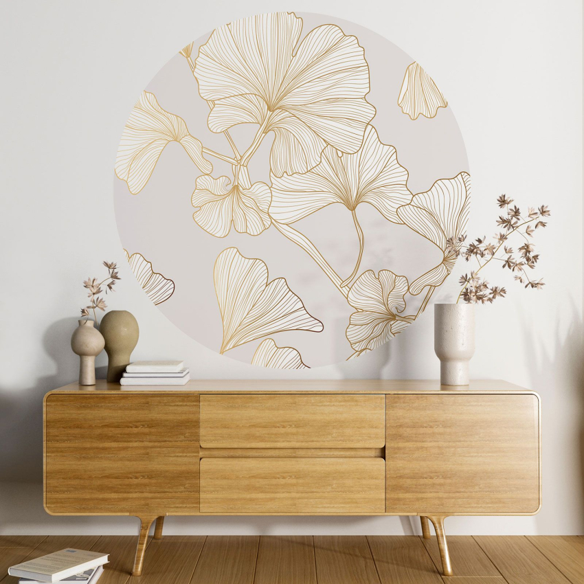 Papier peint rond / cercle - Motif botanique