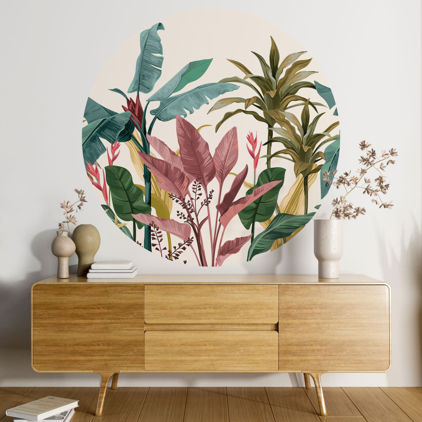 Papier peint rond / cercle - Motif botanique