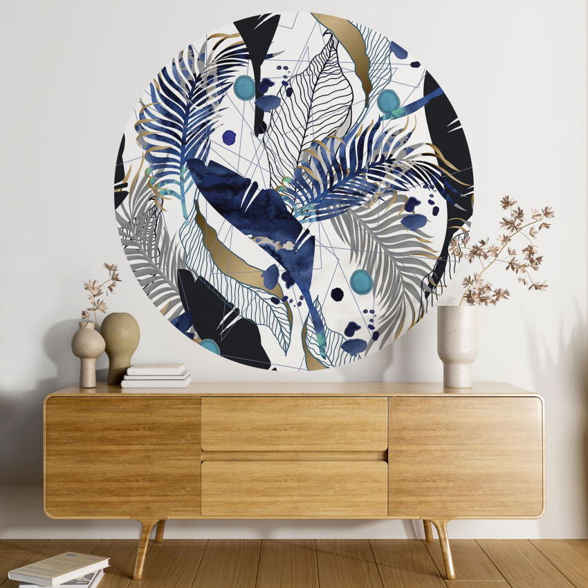 Papier peint rond / cercle - Motif botanique