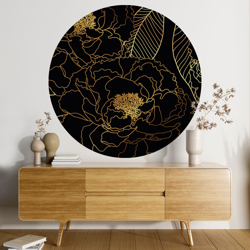Papier peint rond / cercle - Motif botanique
