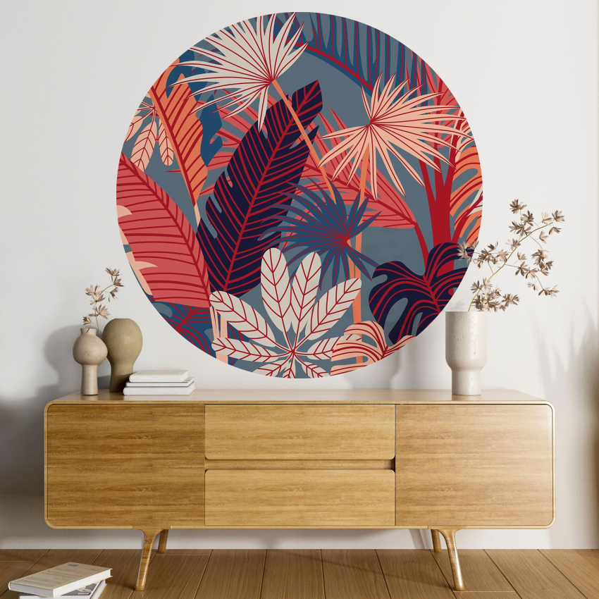 Papier peint rond / cercle - Motif botanique