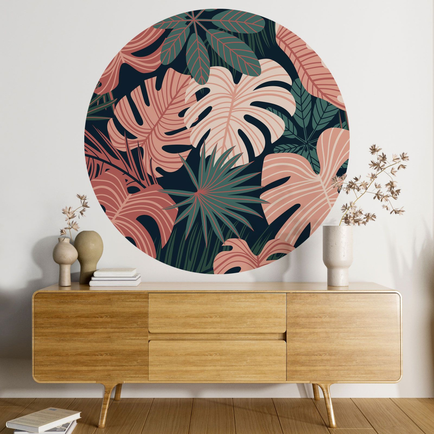 Papier peint rond / cercle - Motif botanique