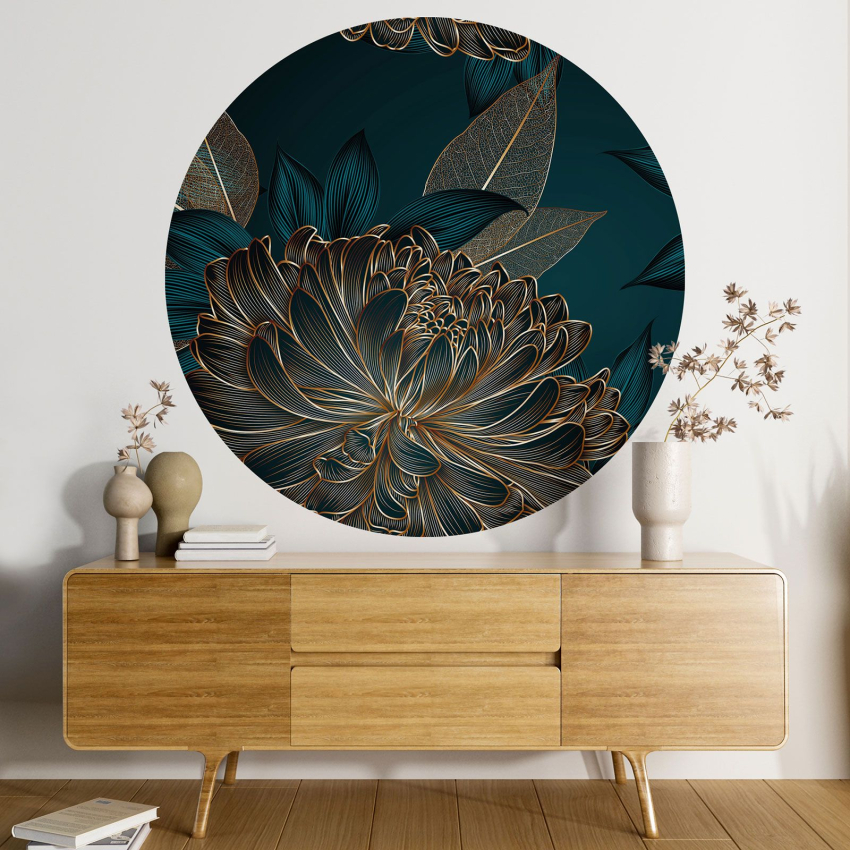Papier peint rond / cercle - Motif botanique
