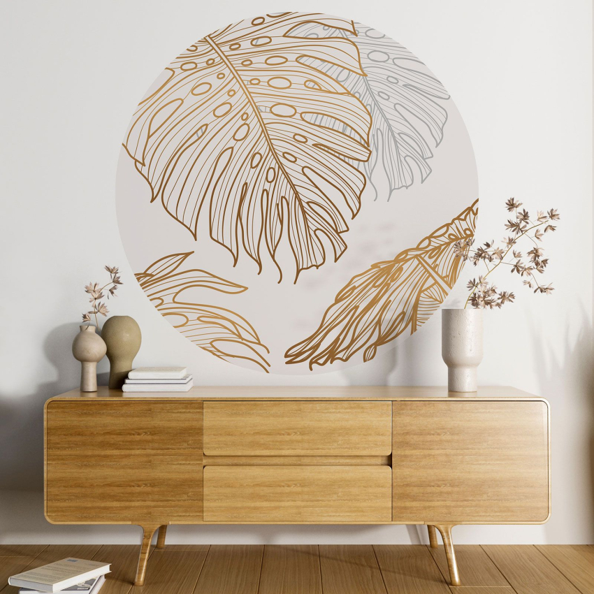 Papier peint rond / cercle - Motif botanique