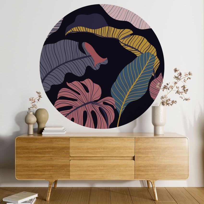 Papier peint rond / cercle - Motif botanique