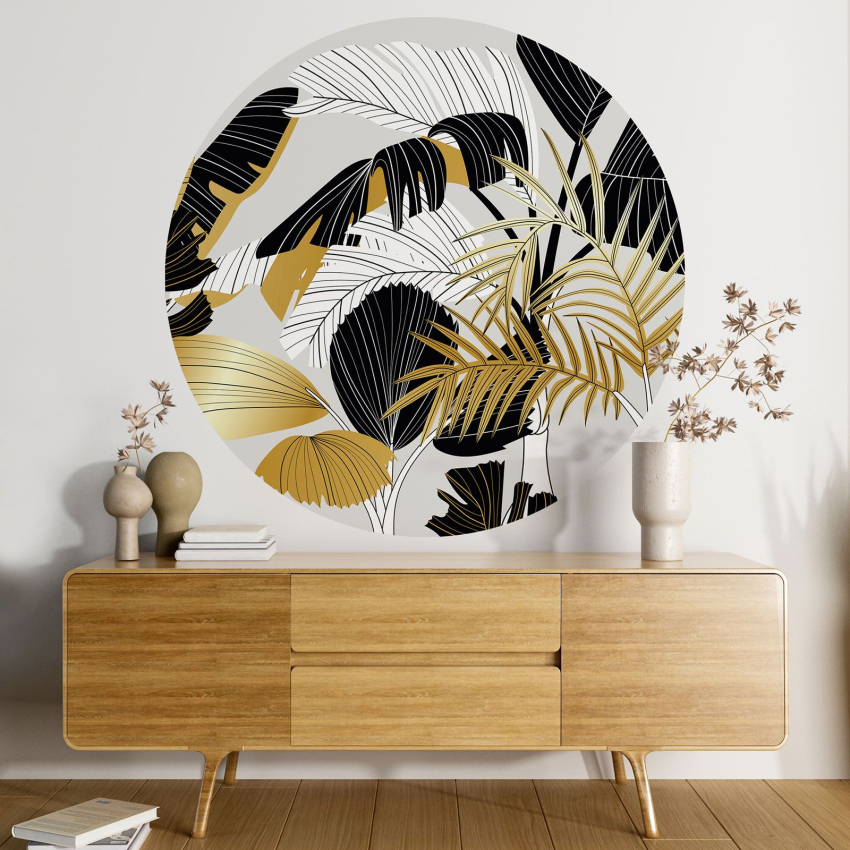 Papier peint rond / cercle - Motif botanique