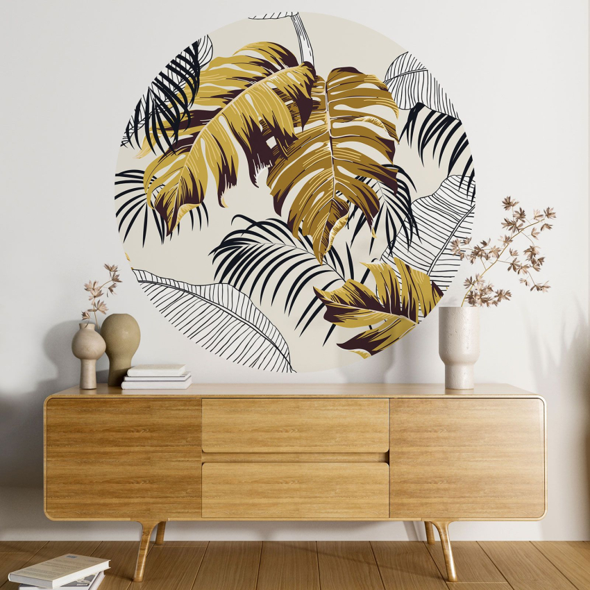 Papier peint rond / cercle - Motif botanique