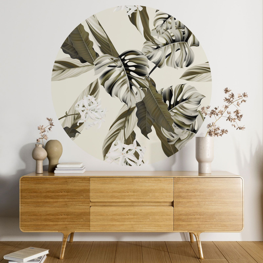 Papier peint rond / cercle - Motif botanique