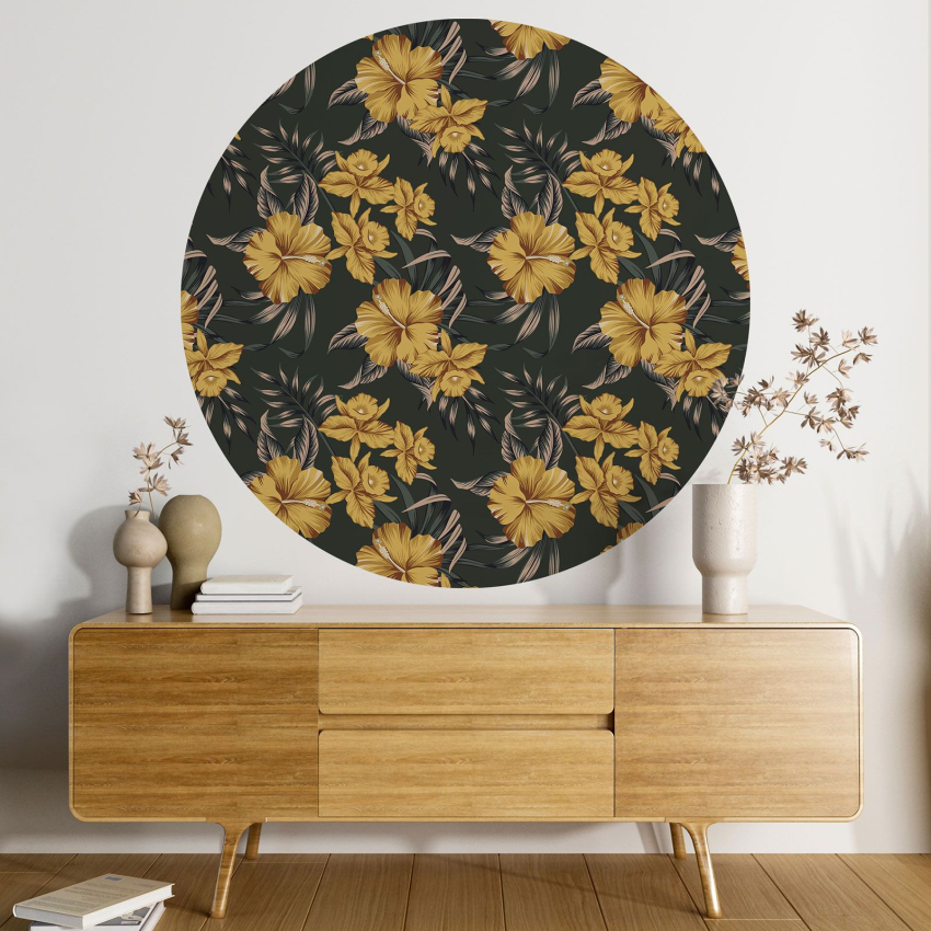 Papier peint rond / cercle - Motif botanique - 206