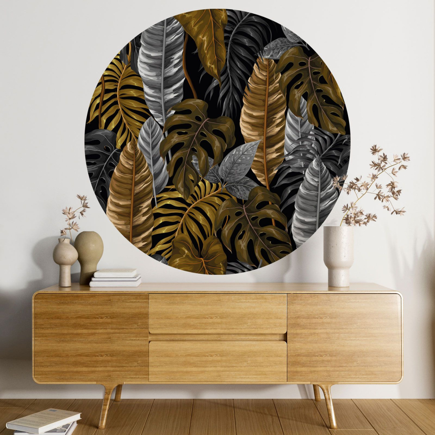 Papier peint rond / cercle - Motif botanique