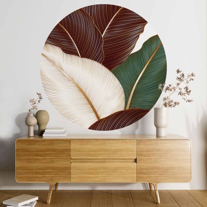Papier peint rond / cercle - Motif botanique