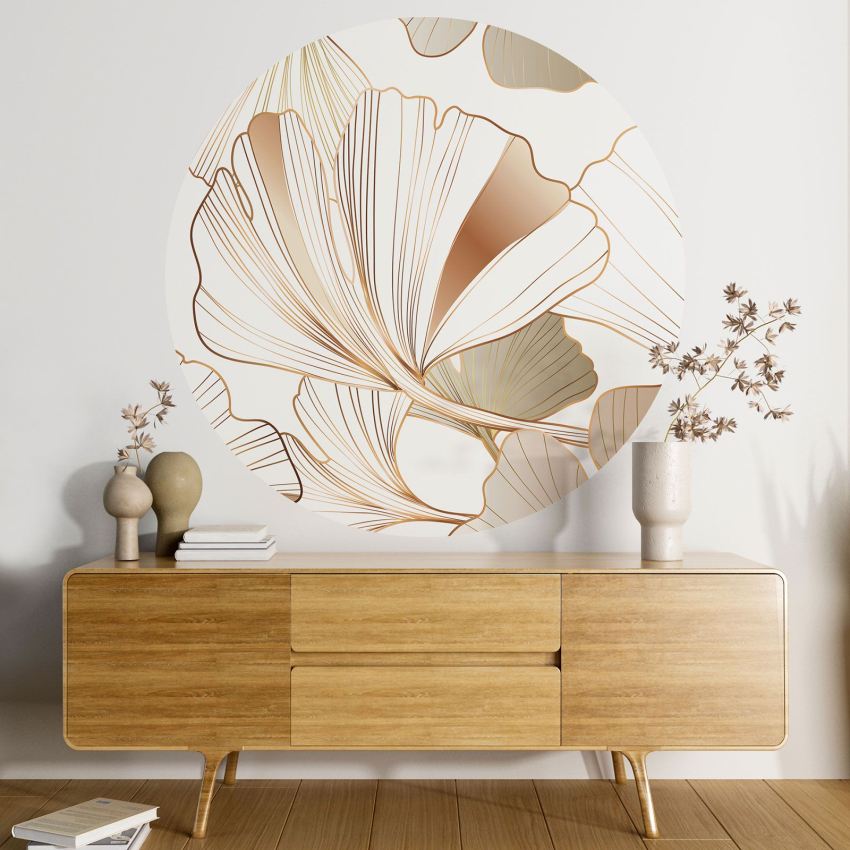 Papier peint rond / cercle - Motif botanique