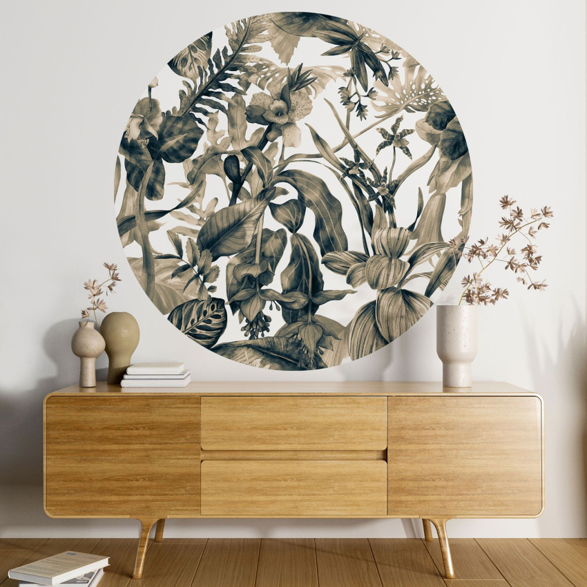 Papier peint rond / cercle - Motif botanique