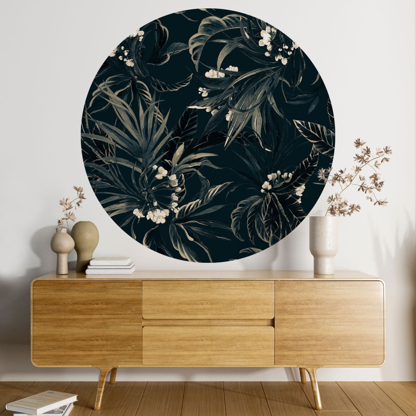Papier peint rond / cercle - Motif botanique