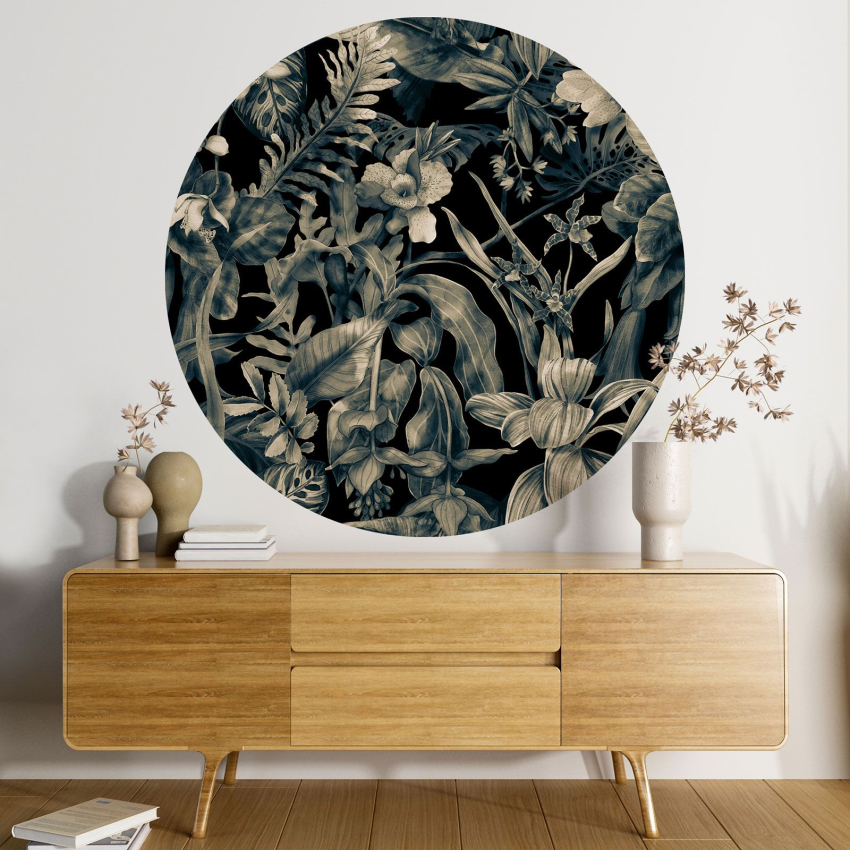 Papier peint rond / cercle - Motif botanique