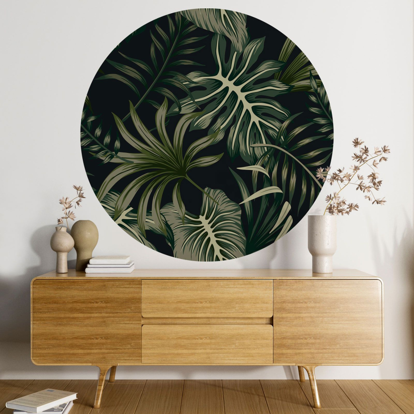 Papier peint rond / cercle - Motif botanique
