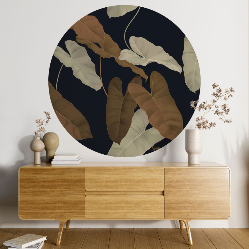 Papier peint rond / cercle - Motif botanique
