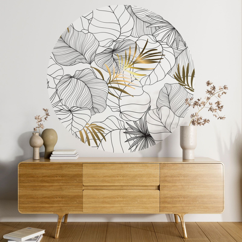 Papier peint rond / cercle - Motif botanique