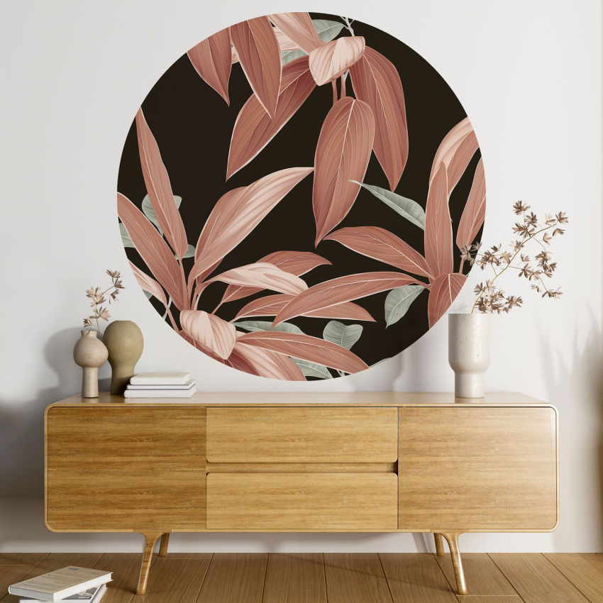 Papier peint rond / cercle - Motif botanique