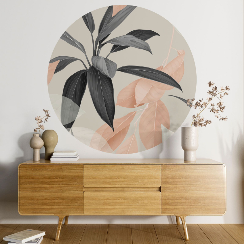 Papier peint rond / cercle - Motif botanique
