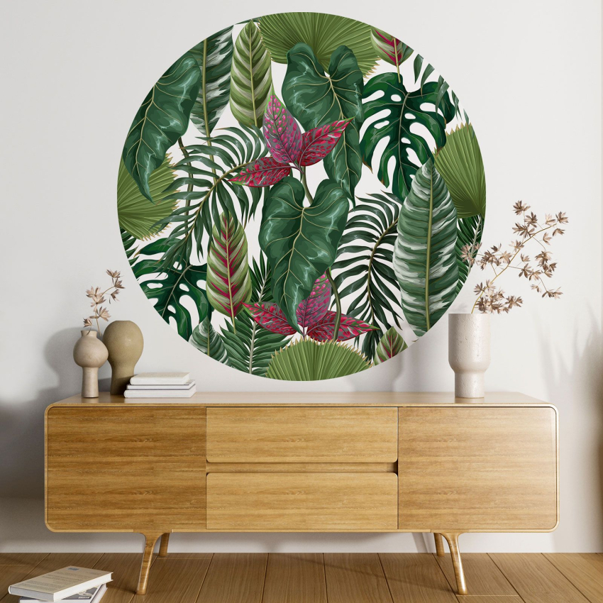 Papier peint rond / cercle - Motif botanique