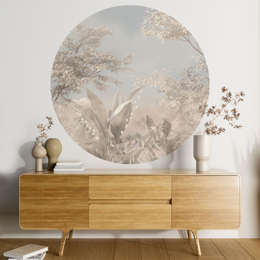 Papier peint rond / cercle - Motif botanique