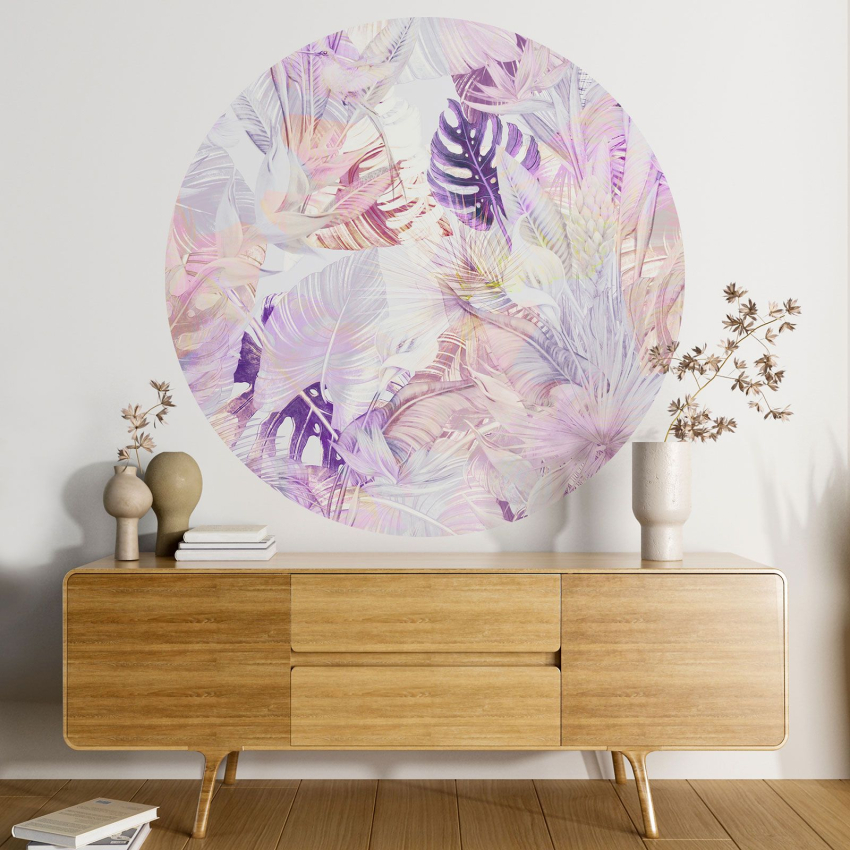Papier peint rond / cercle - Motif botanique