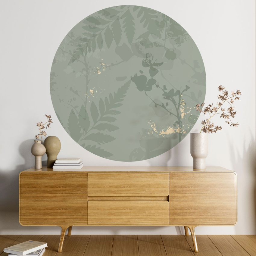 Papier peint rond / cercle - Motif botanique