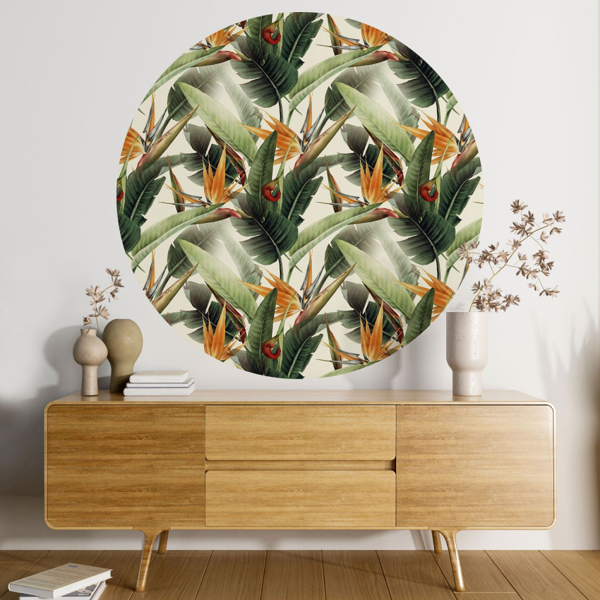 Papier peint rond / cercle - Motif botanique - 233