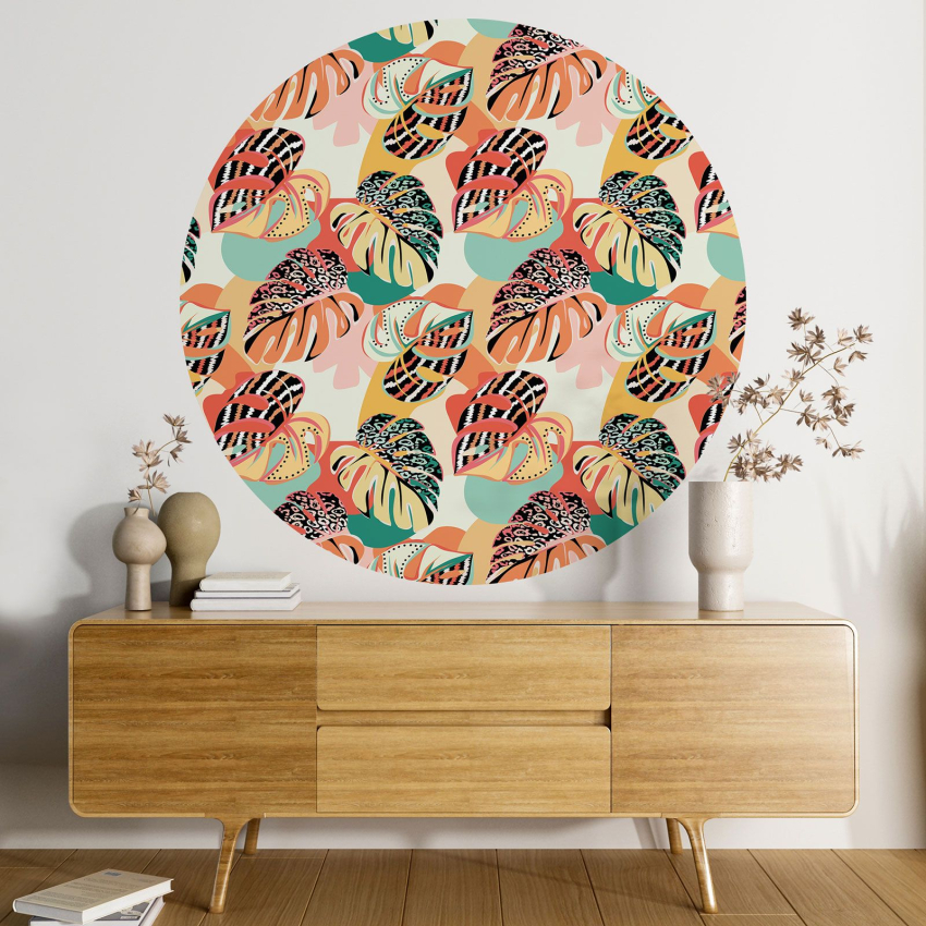 Papier peint rond / cercle - Motif botanique - 349