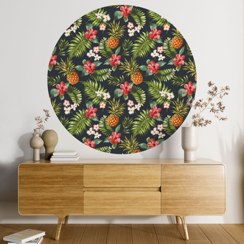Papier peint rond / cercle - Motif botanique - 432