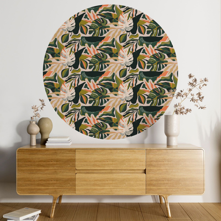 Papier peint rond / cercle - Motif botanique - 535