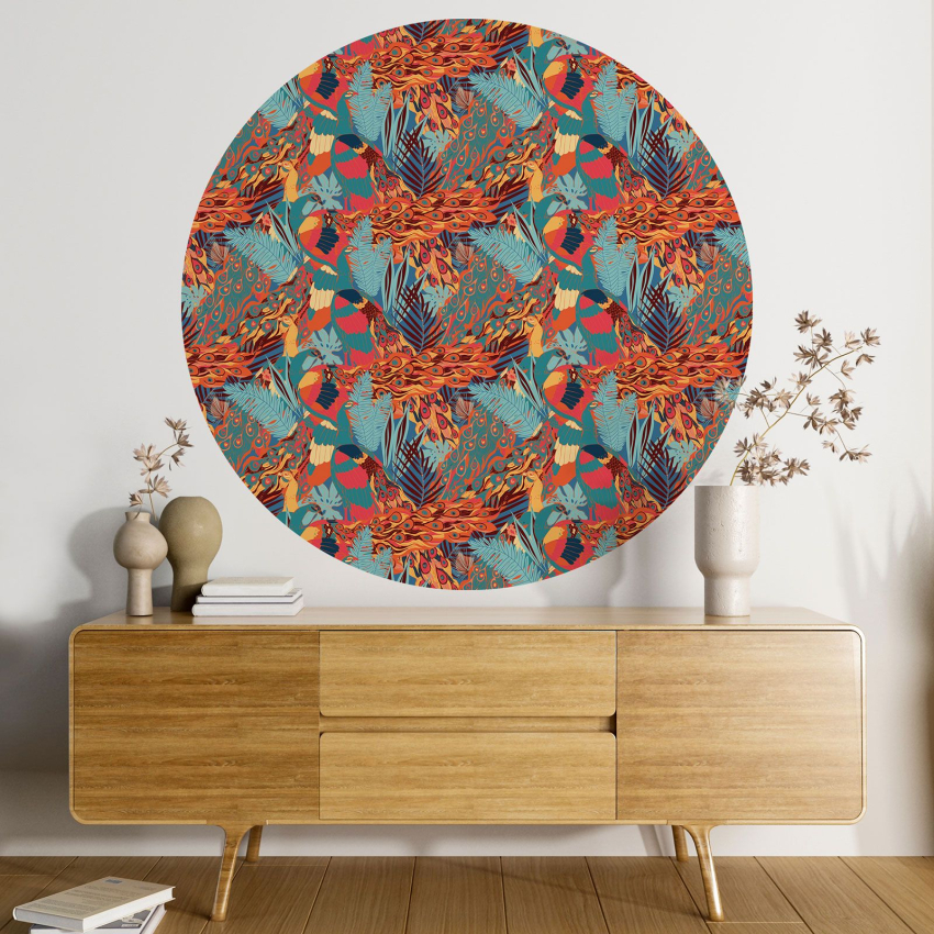 Papier peint rond / cercle - Motif botanique - 555