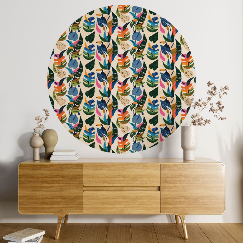 Papier peint rond / cercle - Motif botanique - 587