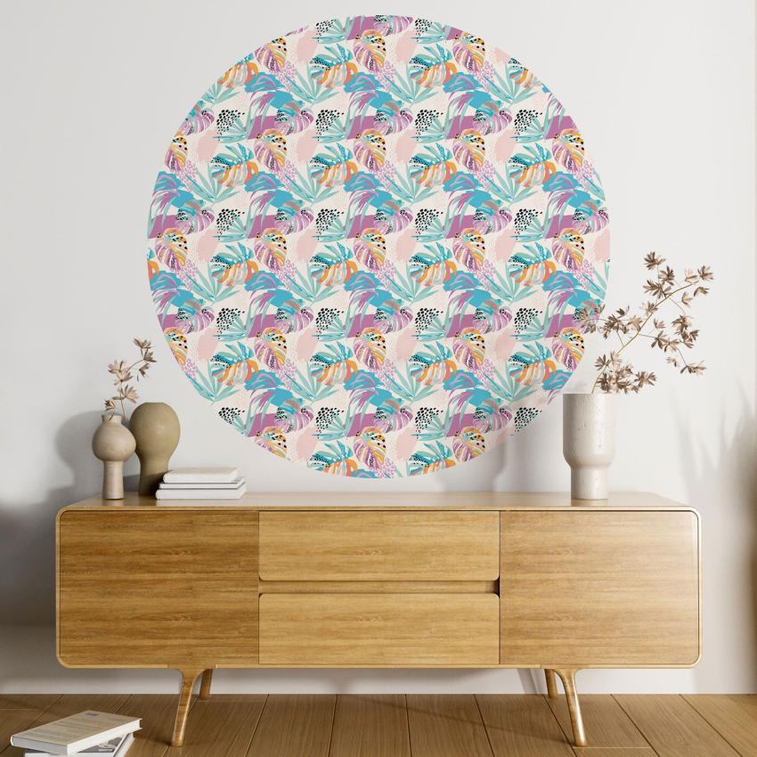 Papier peint rond / cercle - Motif botanique - 603