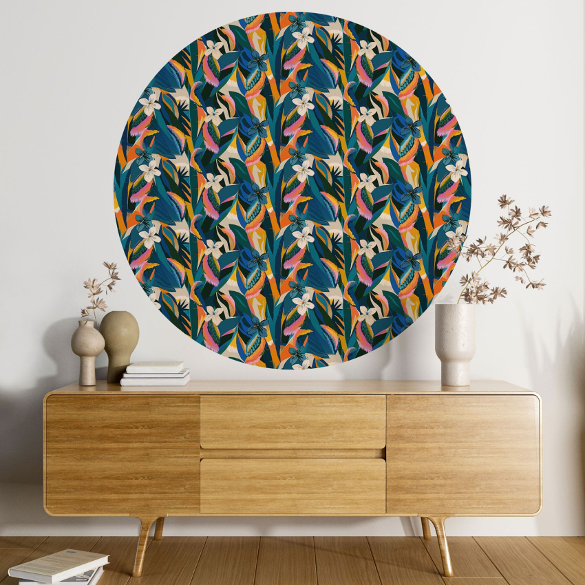 Papier peint rond / cercle - Motif botanique - 605