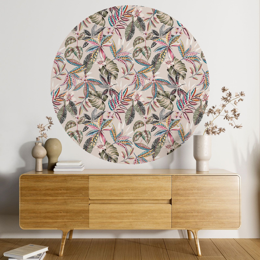 Papier peint rond / cercle - Motif botanique - 606