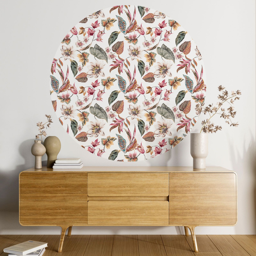 Papier peint rond / cercle - Motif botanique - 607