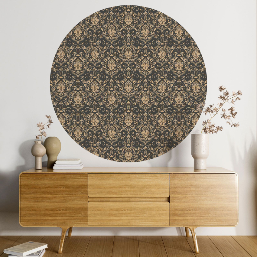 Papier peint rond / cercle - Motif Damassé - 006