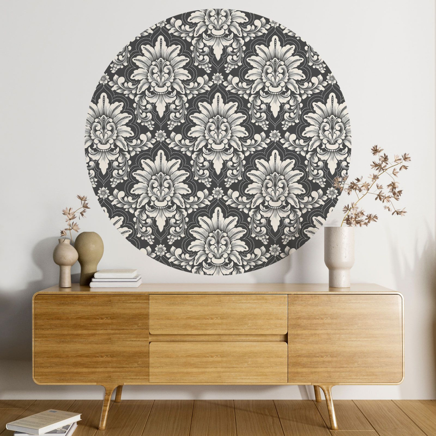 Papier peint rond / cercle - Motif damassé - 046