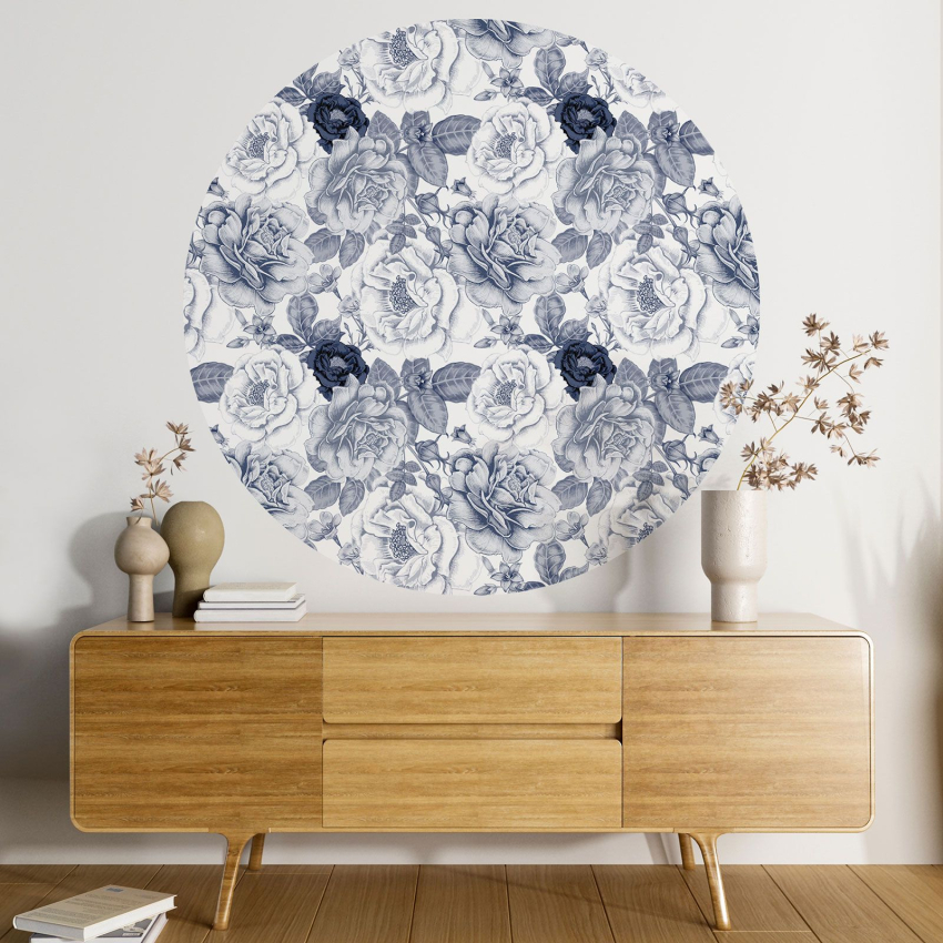 Papier peint rond / cercle - Motif floral - 014
