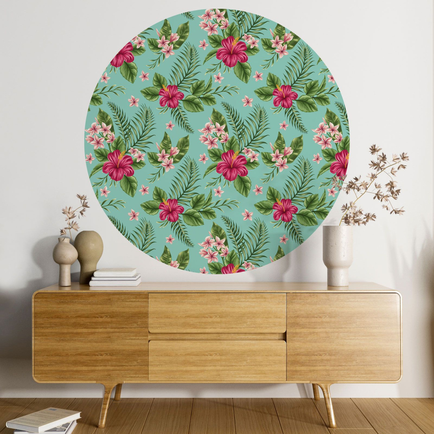 Papier peint rond / cercle - Motif floral - 019