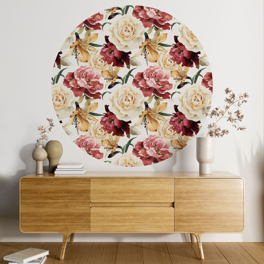 Papier peint rond / cercle - Motif floral - 024