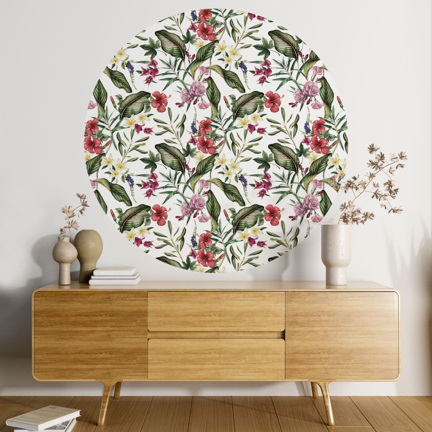 Papier peint rond / cercle - Motif floral - 041
