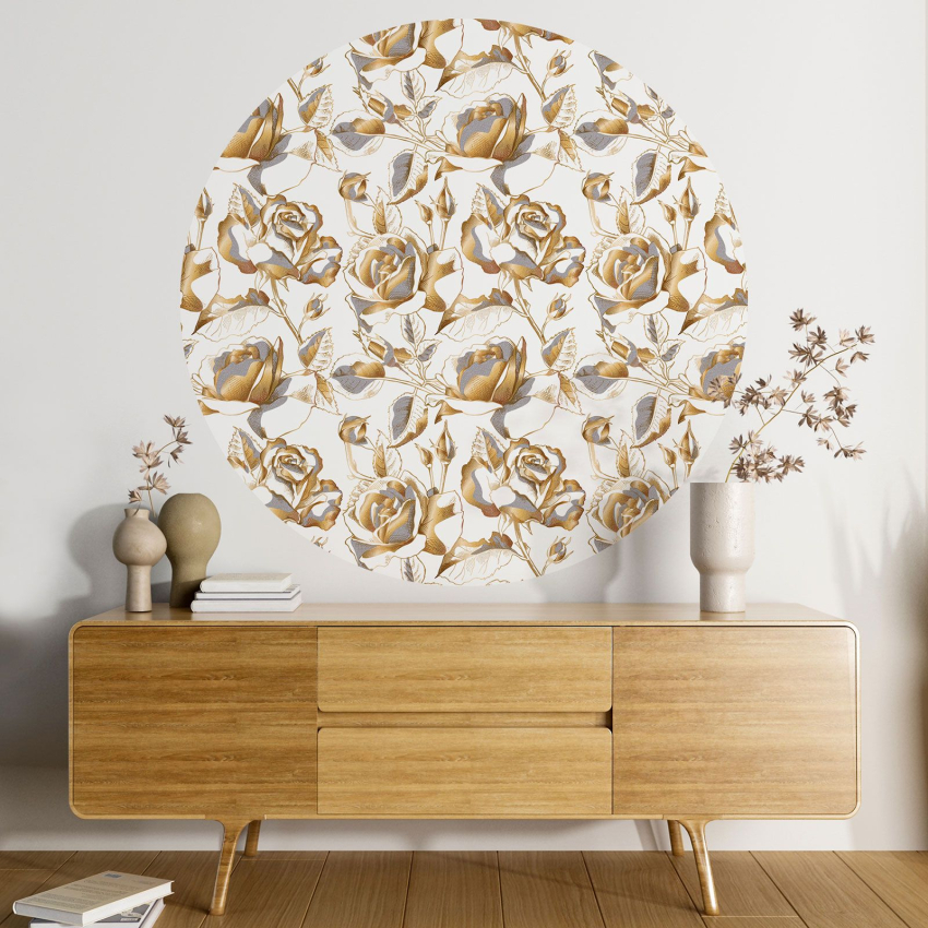 Papier peint rond / cercle - Motif floral - 067