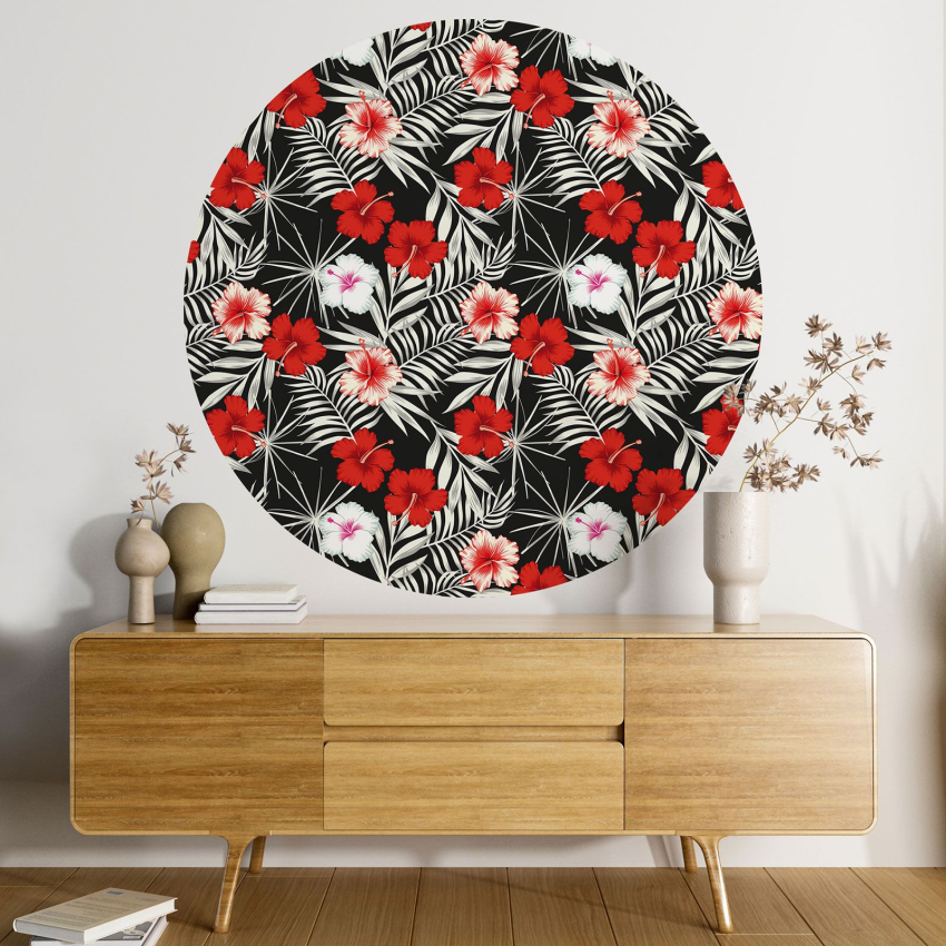 Papier peint rond / cercle - Motif Floral - 075