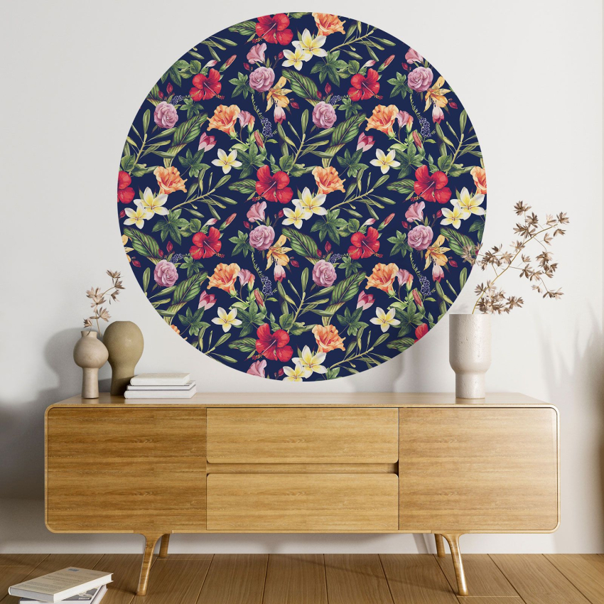 Papier peint rond / cercle - Motif floral - 101